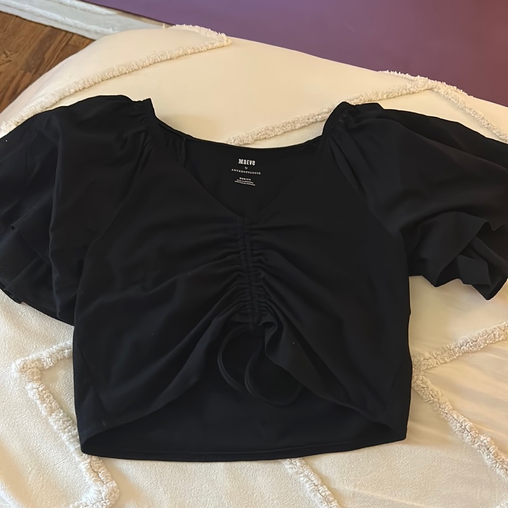 ANTHROPOLOGIE WOMENS MEDIUM BLACK SHIRT!